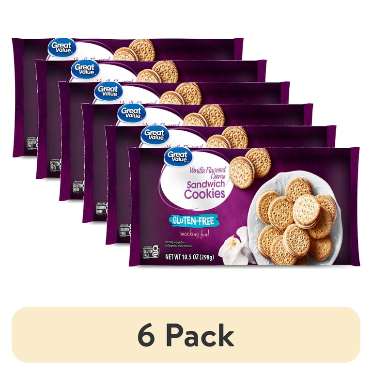 6 pack) Great Value Gluten-Free Vanilla Crème Sandwich Cookies