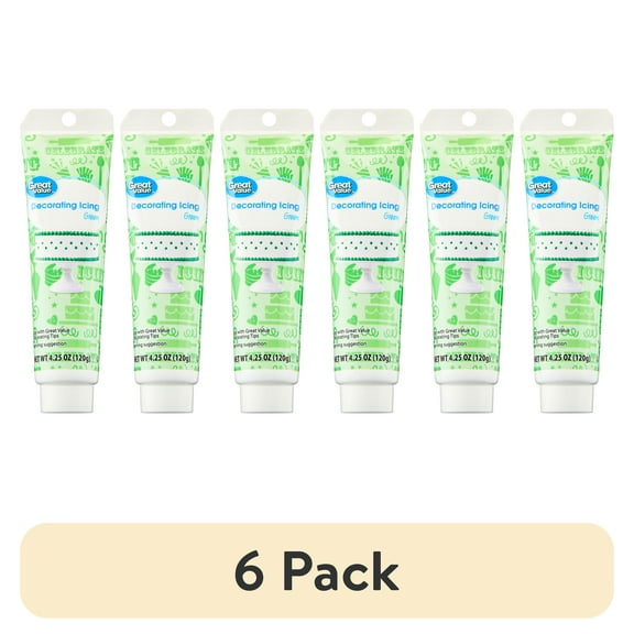 (6 pack) Great Value Green Decorating Icing, 4.25 oz