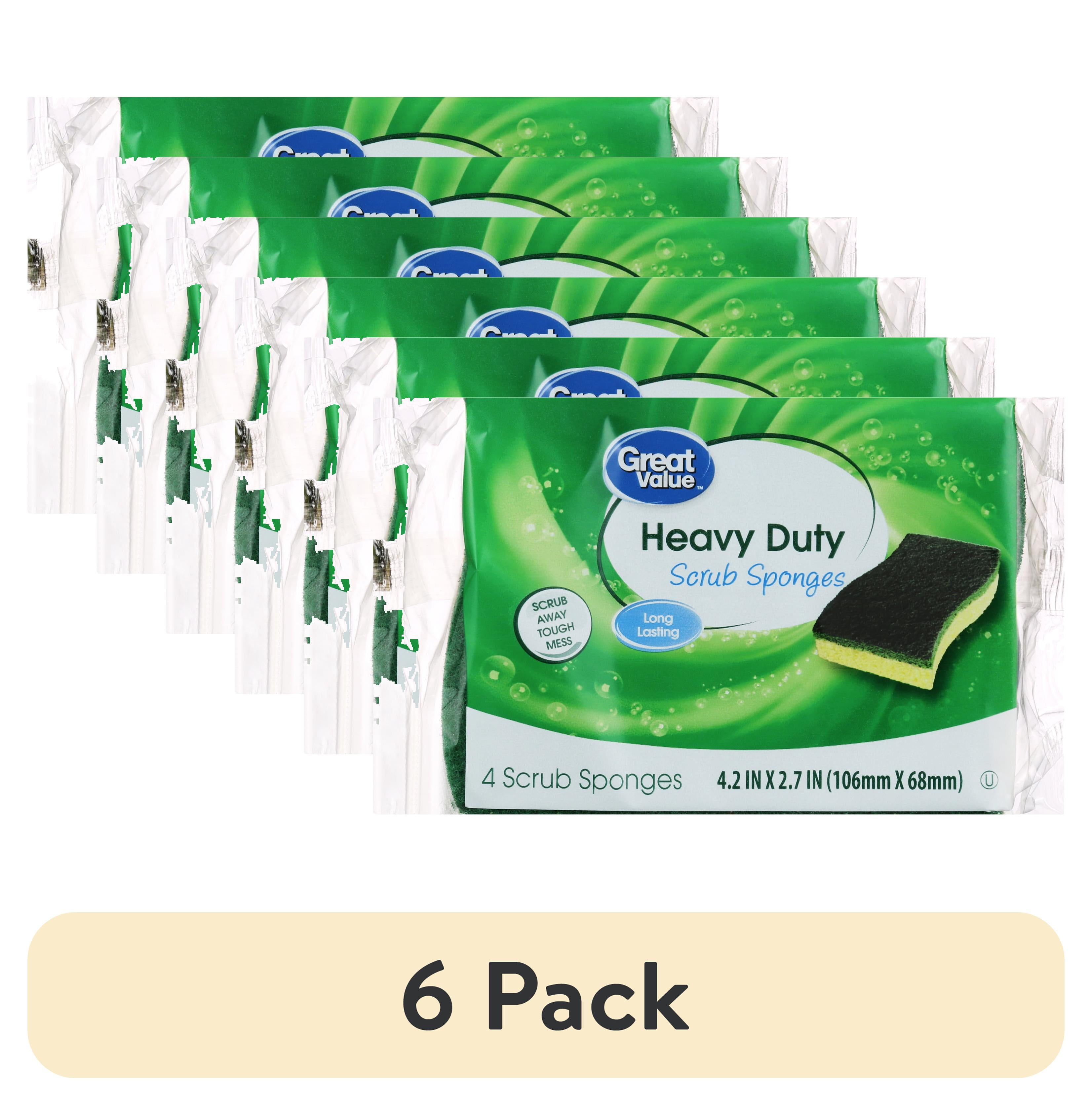 (6 pack) Great Value Heavy Duty Scrub Sponges, 4 Count
