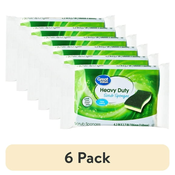 (6 pack) Great Value Heavy Duty Scrub Sponges, 8 Count
