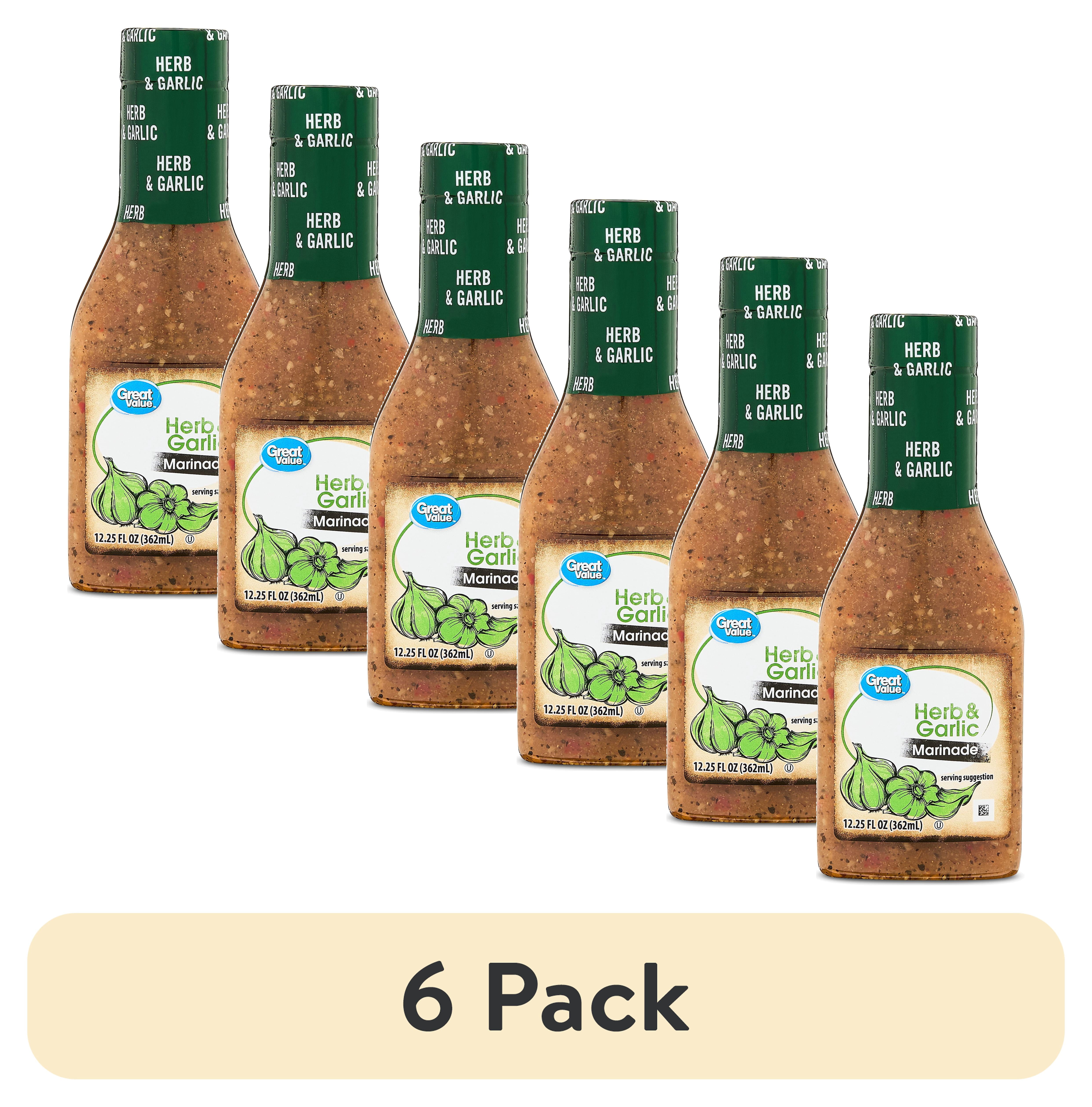 (6 pack) Great Value Herb & Garlic Marinade, 12.25 fl oz
