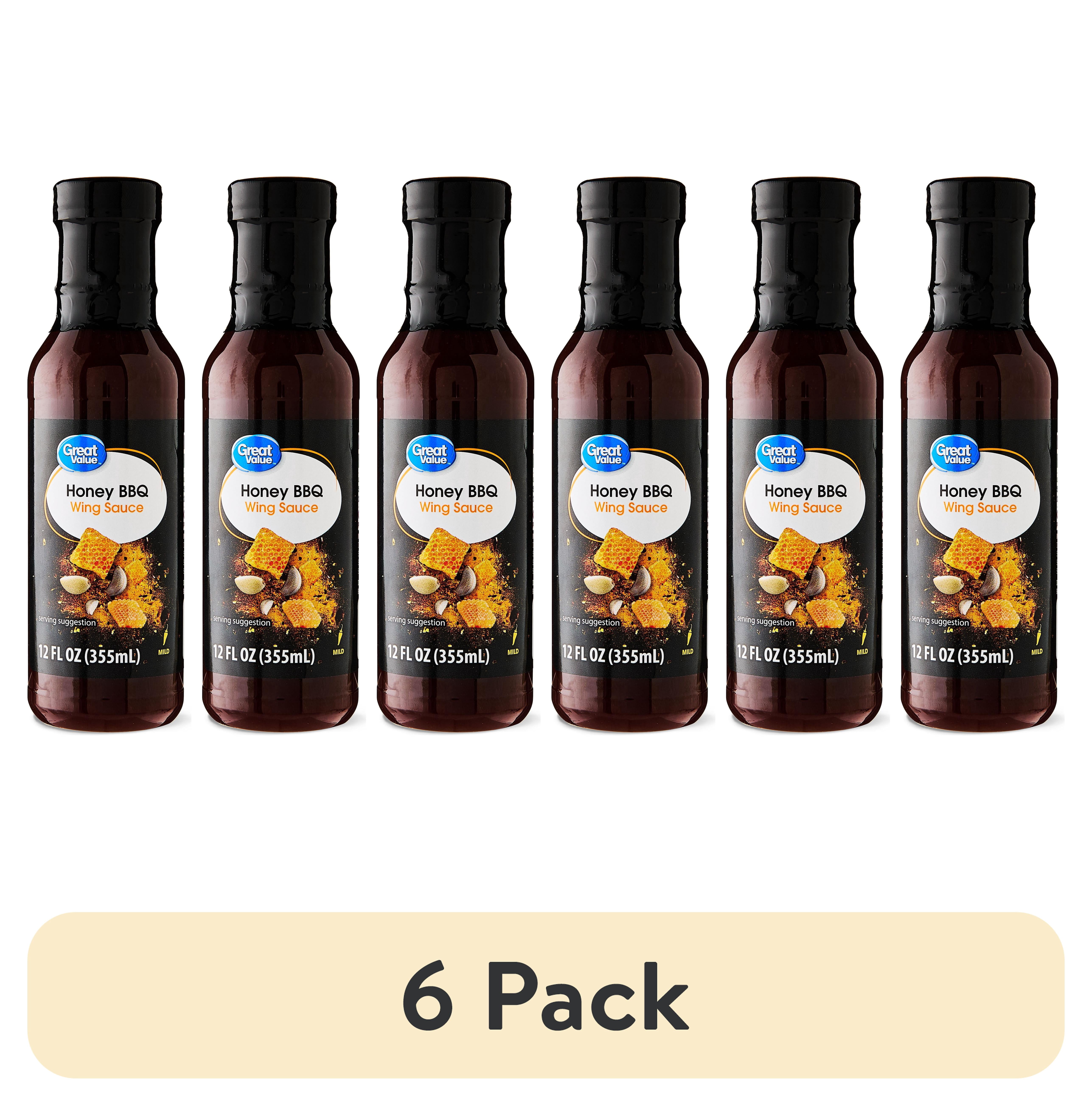 (6 pack) Great Value Honey BBQ Wing Sauce, 12 fl oz