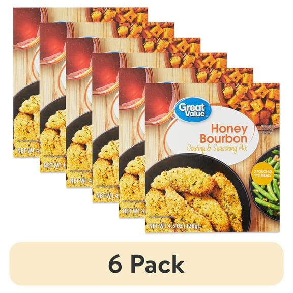 (6 pack) Great Value Honey Bourbon Coating & Seasoning Mix, 4.5 oz