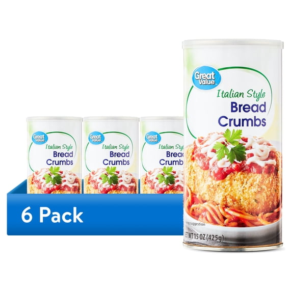 (6 pack) Great Value Italian Style Bread Crumbs, 15 oz