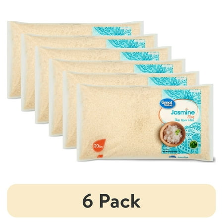 (6 pack) Great Value Jasmine Rice, 20 lb