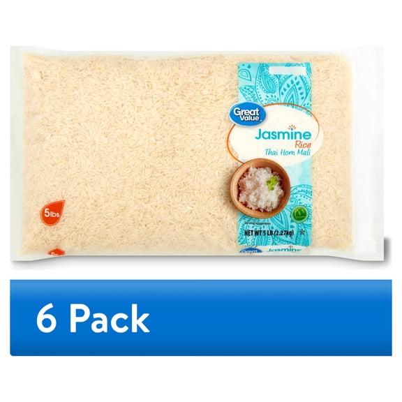 (6 pack) Great Value Jasmine Rice, 5 lb