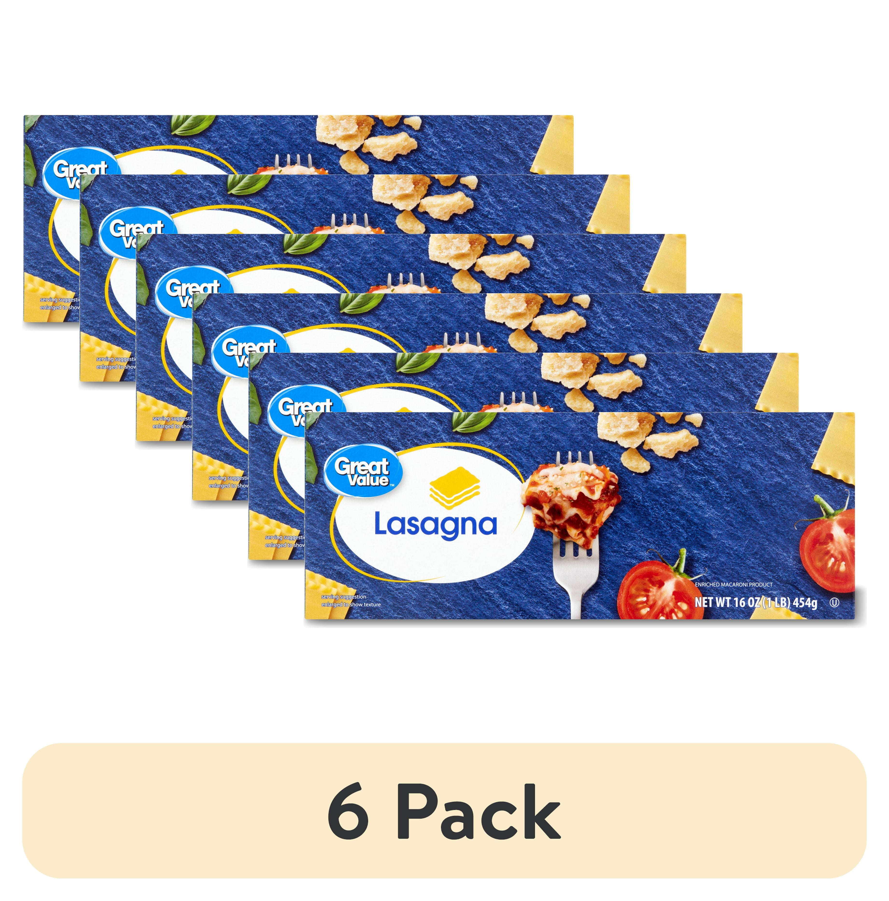 (6 pack) Great Value Lasagna Pasta, 16 oz