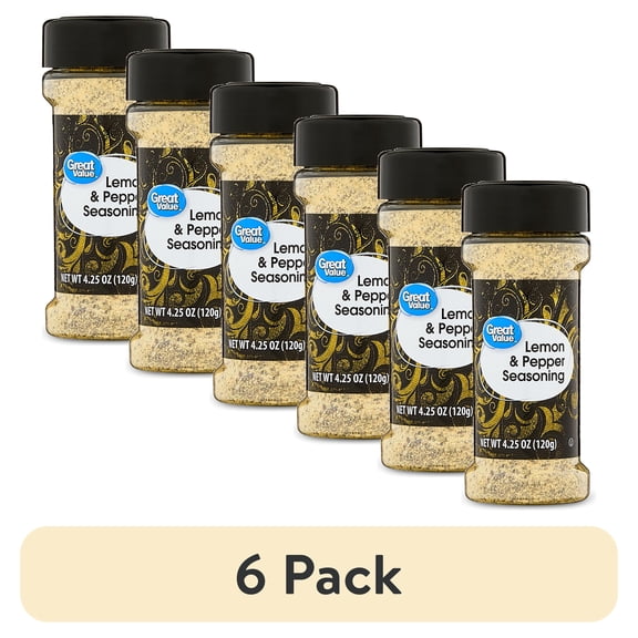 (6 pack) Great Value Lemon & Pepper Seasoning, 4.25 oz
