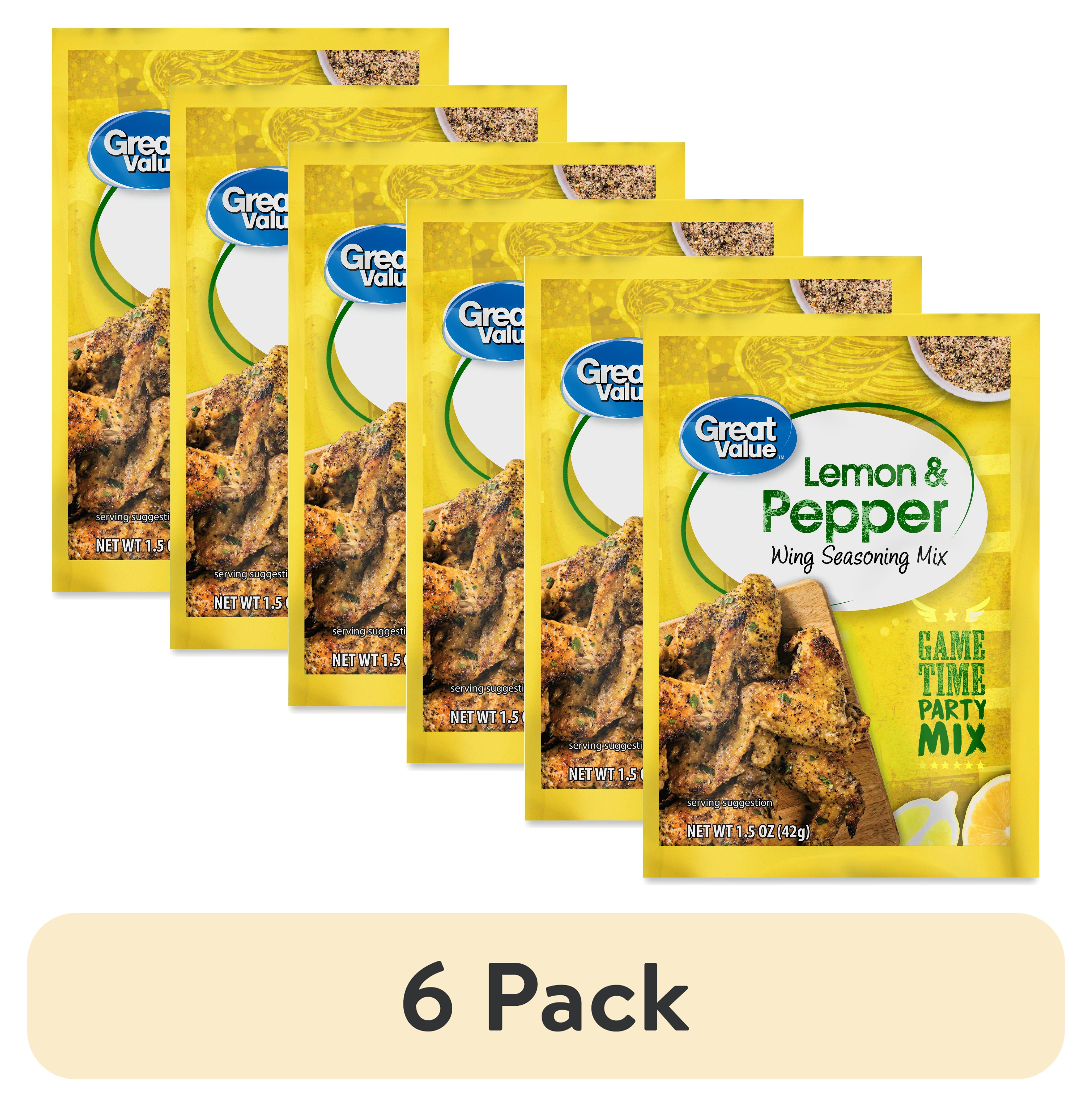 (6 pack) Great Value Lemon & Pepper Wing Mix, 1.5 oz