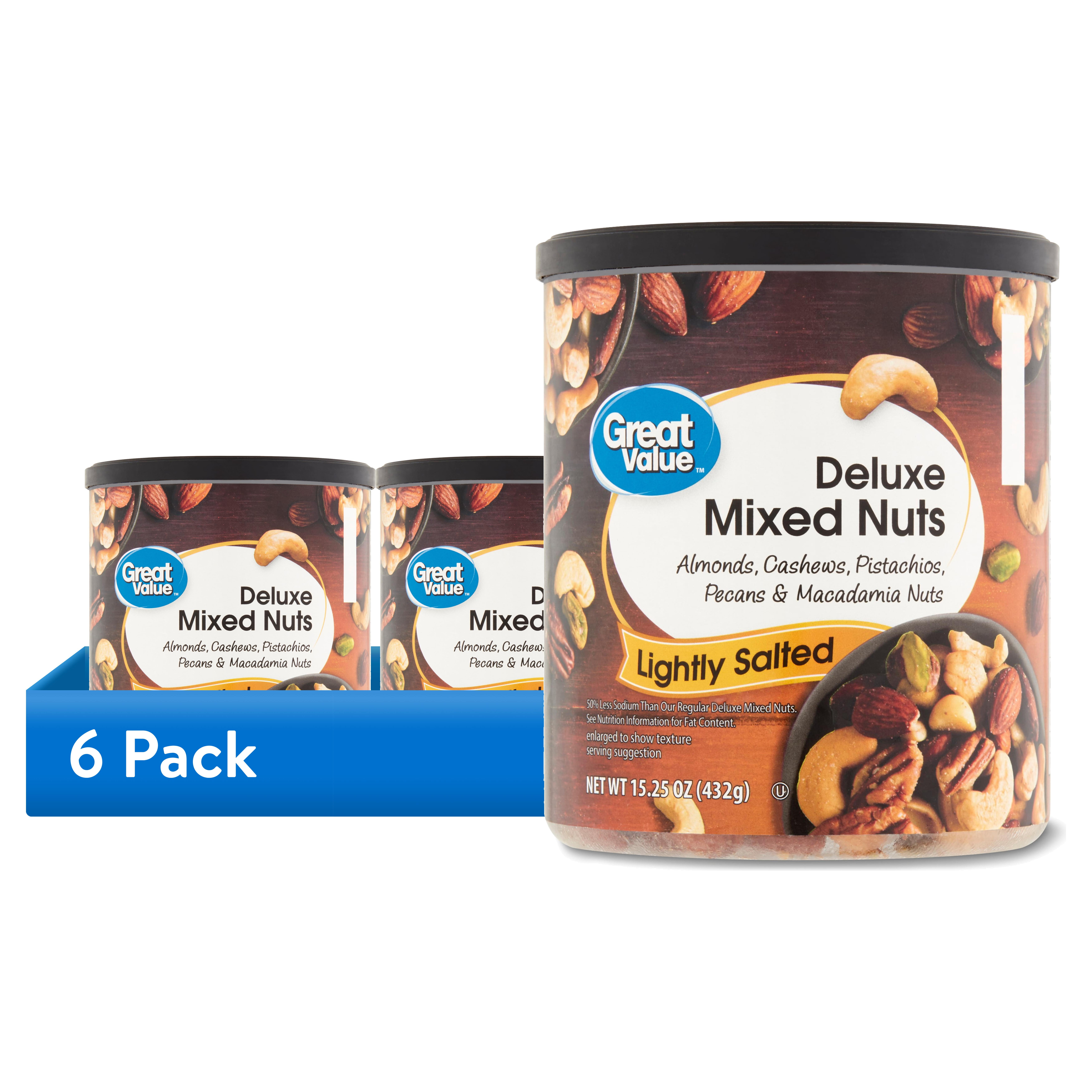 (6 pack) Great Value Lightly Salted, Deluxe Mixed Nuts, 15.25 oz ...