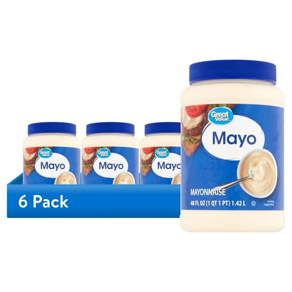 (6 pack) Great Value Mayonnaise, 48 fl oz