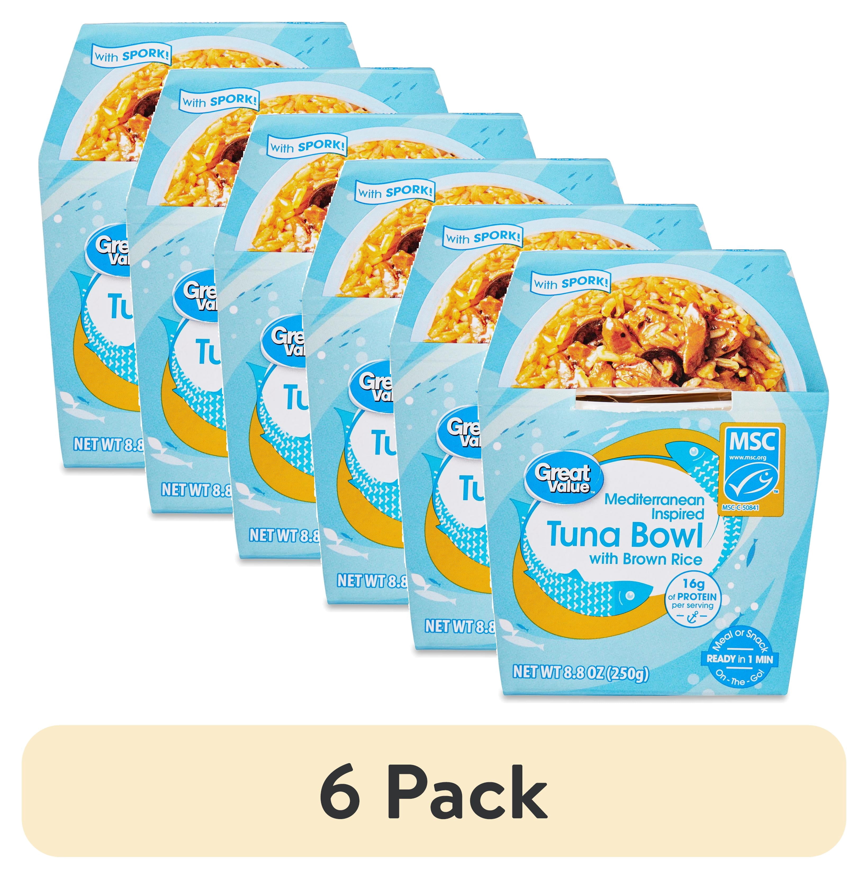 (6 pack) Great Value Mediterranean Inspired Tuna Bowl with Brown Rice Packaged Meal, 8.8 oz (Shelf Stable)