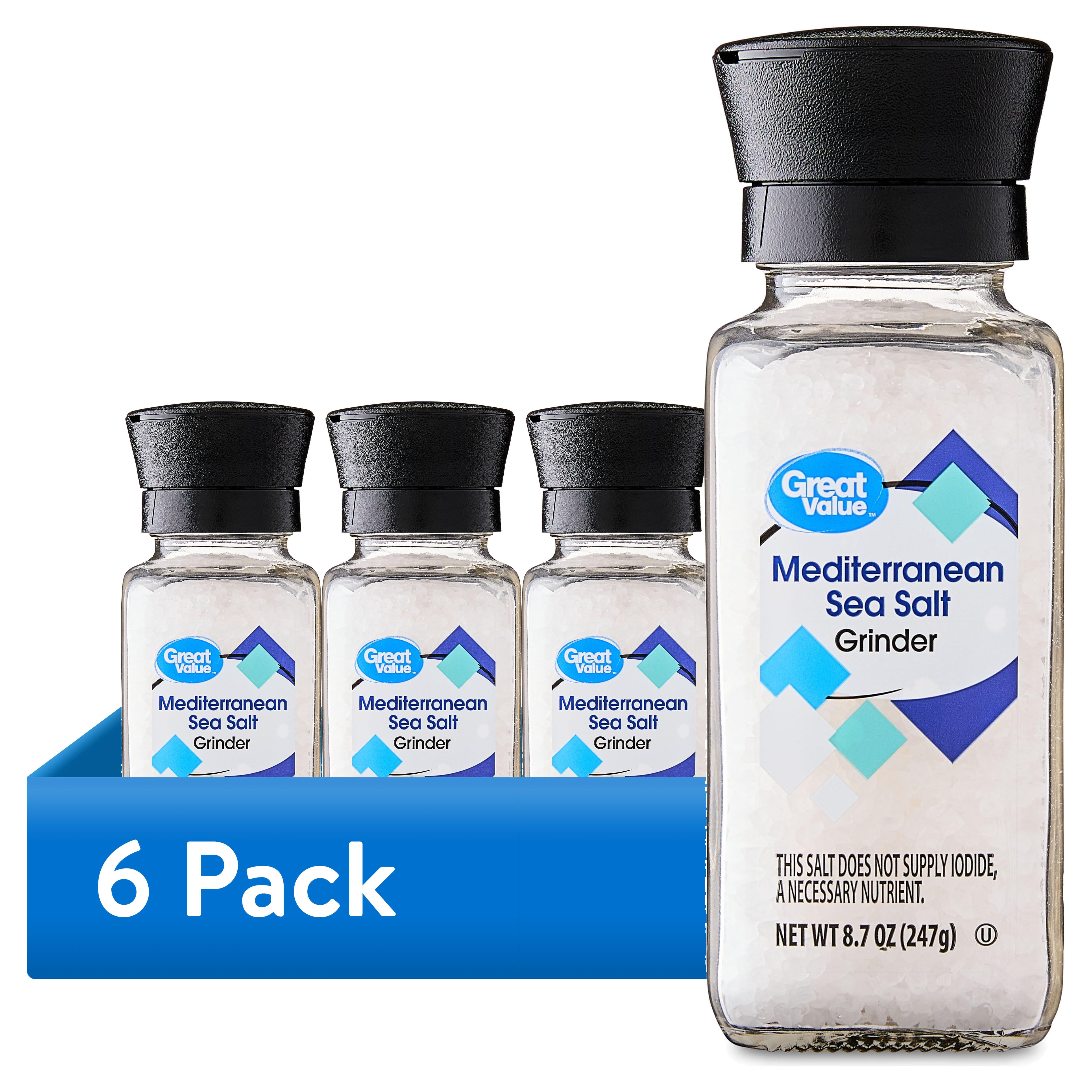 (6 pack) Great Value Mediterranean Sea Salt Grinder, 8.7 oz