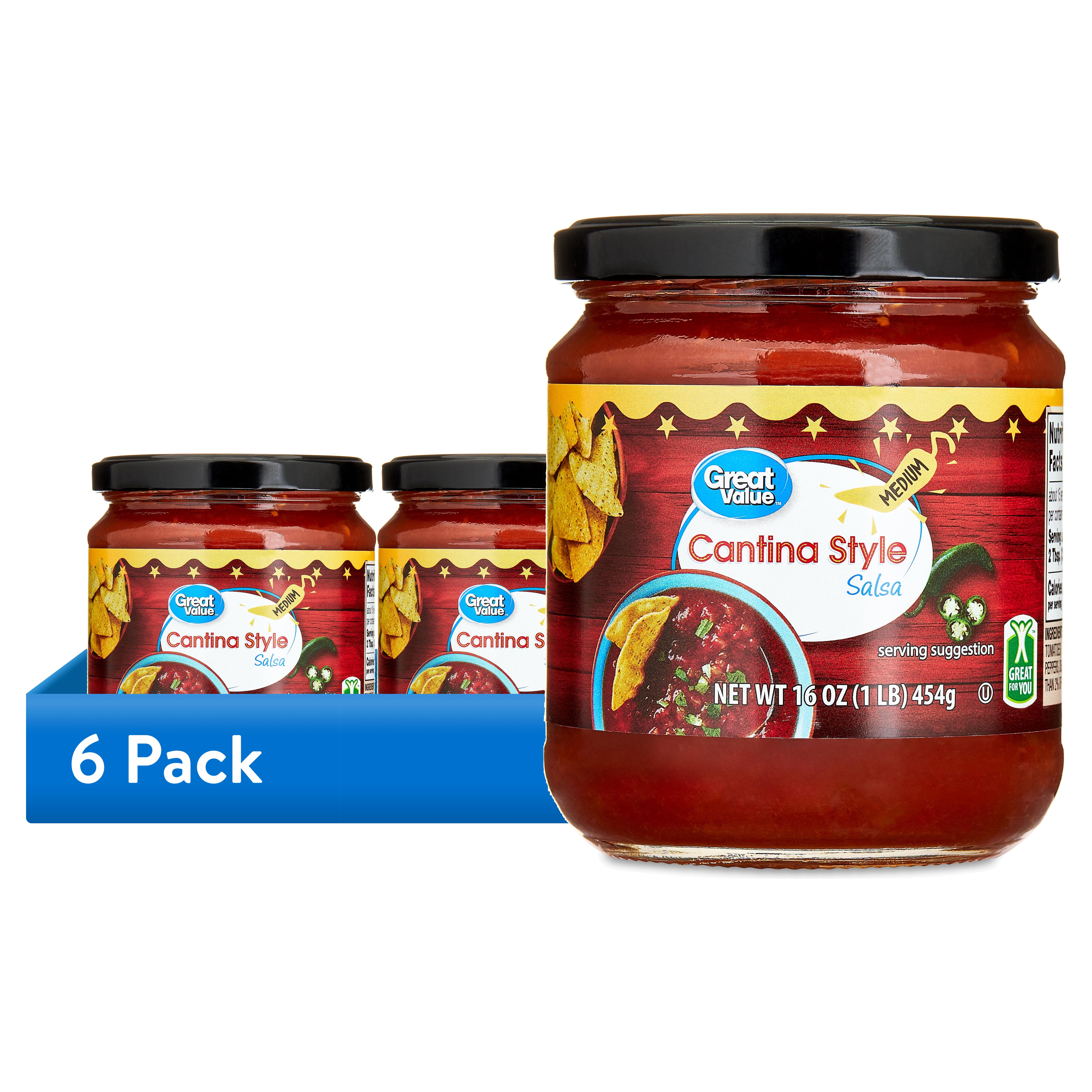 (6 pack) Great Value Medium Cantina Style Salsa, 16 oz
