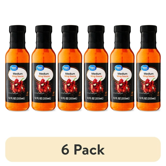 (6 pack) Great Value Medium Wing Sauce, 12 fl oz