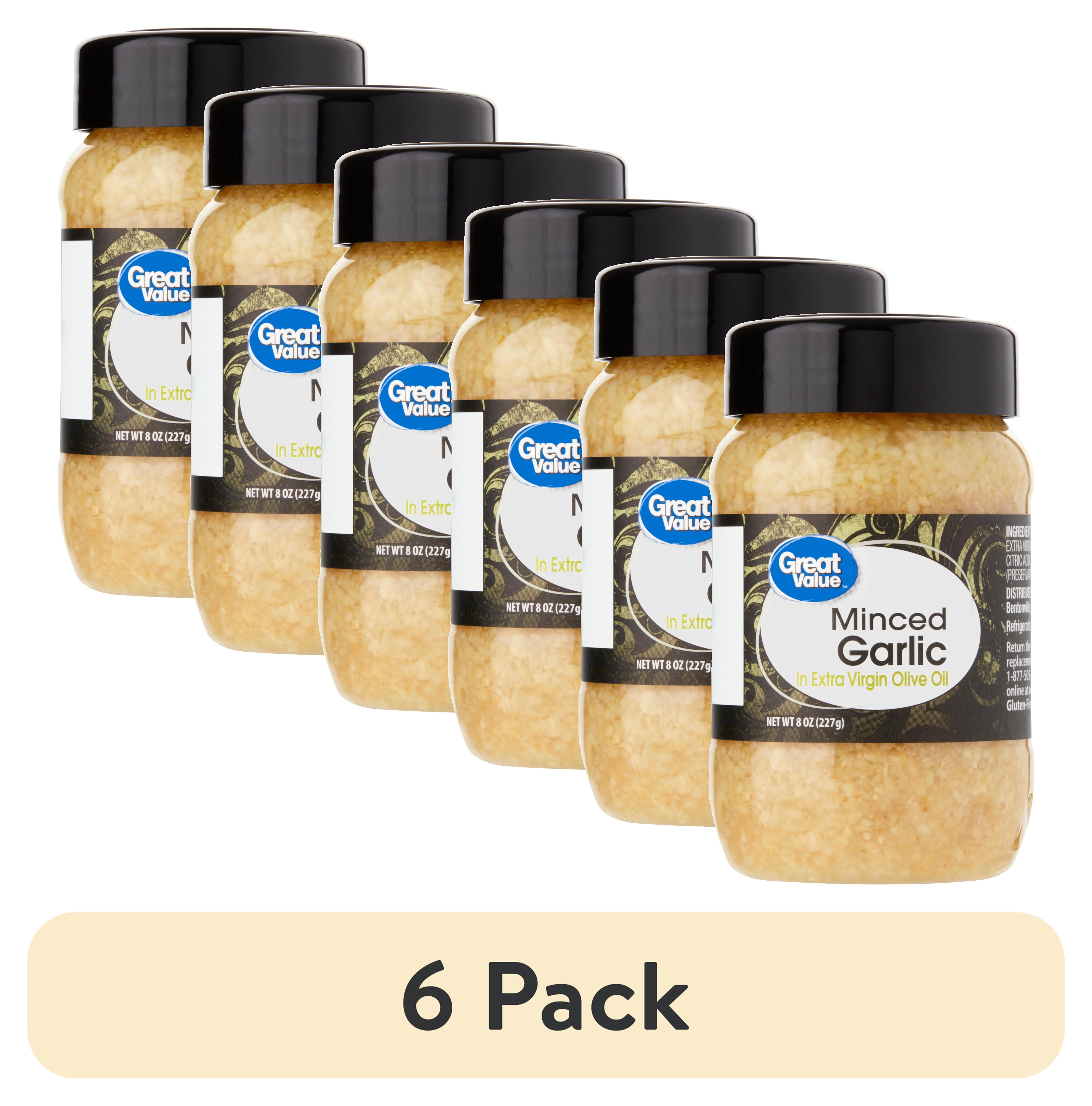(6 pack) Great Value Minced Garlic in Extra Virgin Olive Oil, 8 oz