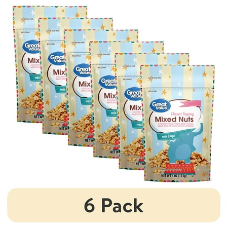 (6 pack) Great Value Mixed Nuts Dessert Topping, 4 oz