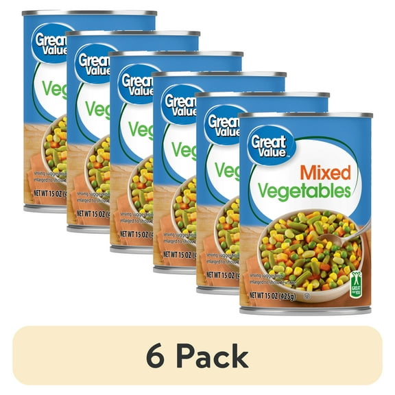 (6 pack) Great Value Mixed Vegetables, 15 oz