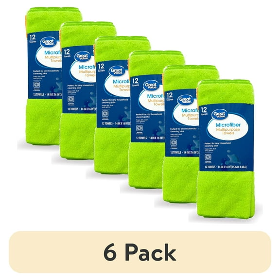 (6 pack) Great Value Multipurpose Microfiber Household Cleaning Cloth & Wipe, Multicolor, 12 Count