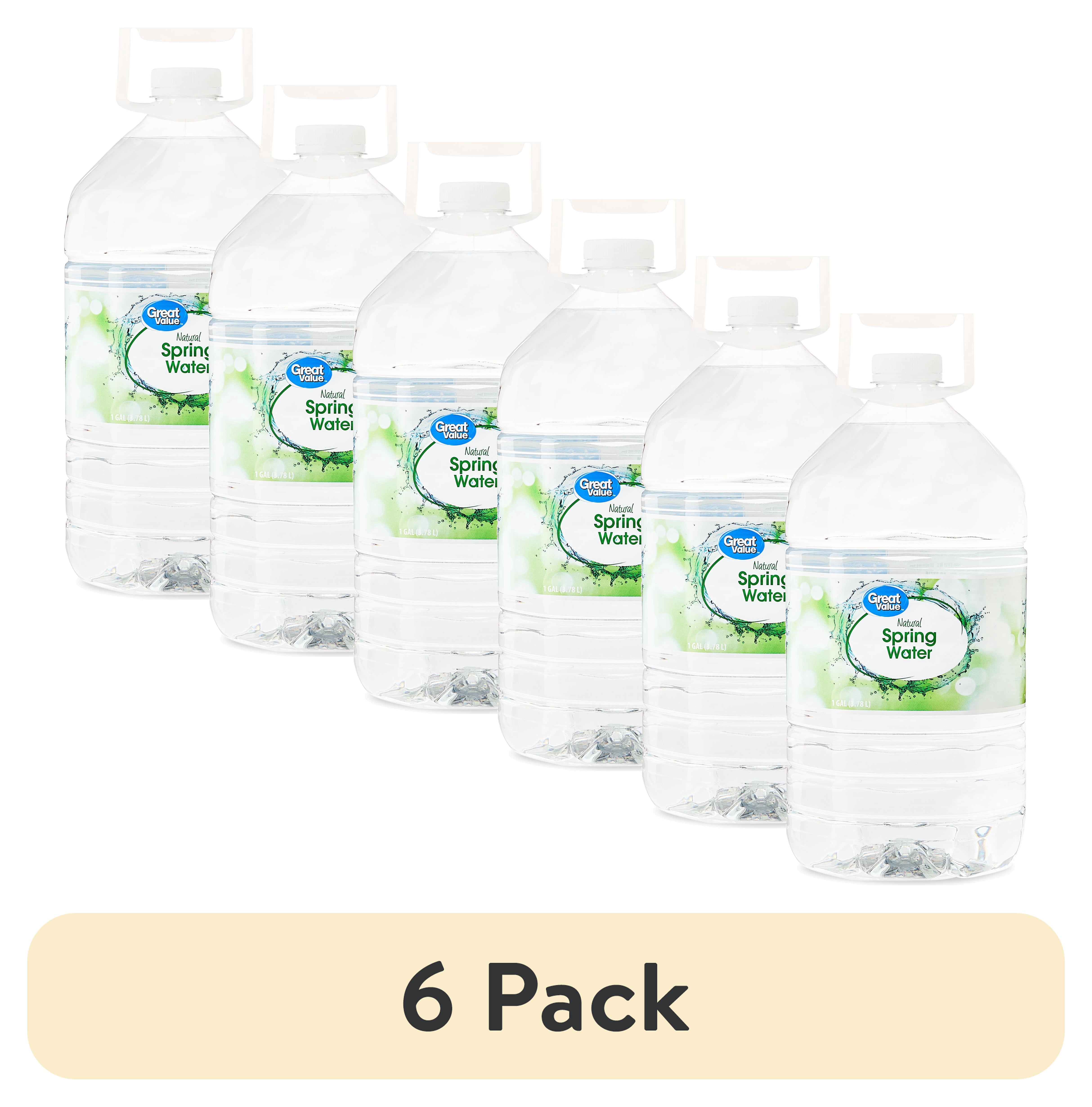 (6 pack) Great Value Natural Spring Water, PET 1 Gallon bottle