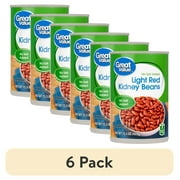 (6 pack) Great Value No Salt Added Light Red Kidney Beans, 15.5 oz