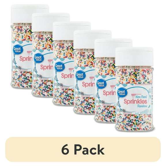 (6 pack) Great Value Non Pareil Sprinkles, Rainbow, 3.15 oz