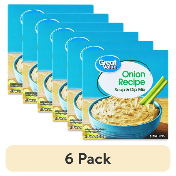 (6 pack) Great Value Onion Recipe Soup & Dip Mix, 2 oz, Shelf-Stable