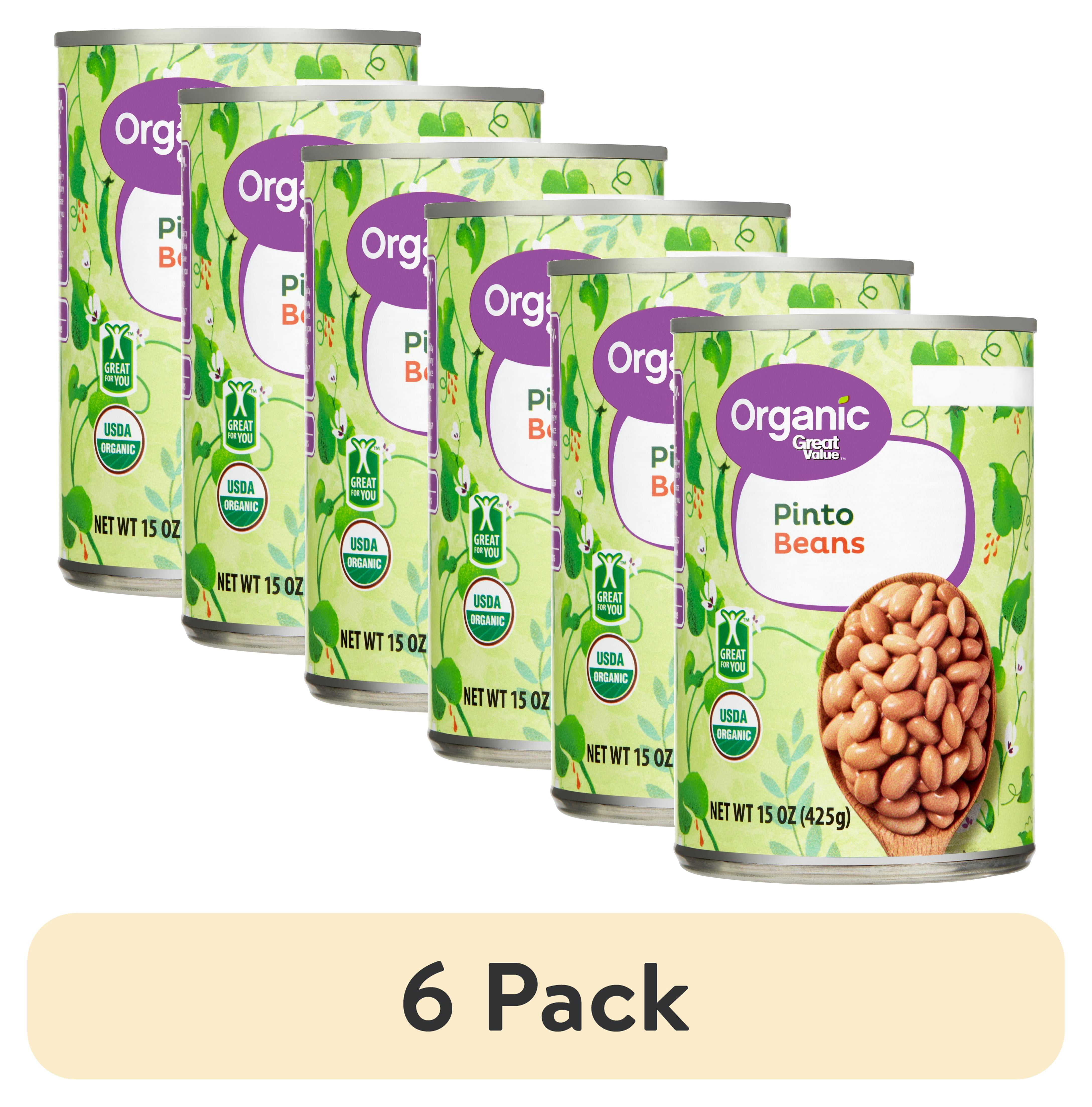 (6 pack) Great Value Organic Pinto Beans, Canned, 15 oz