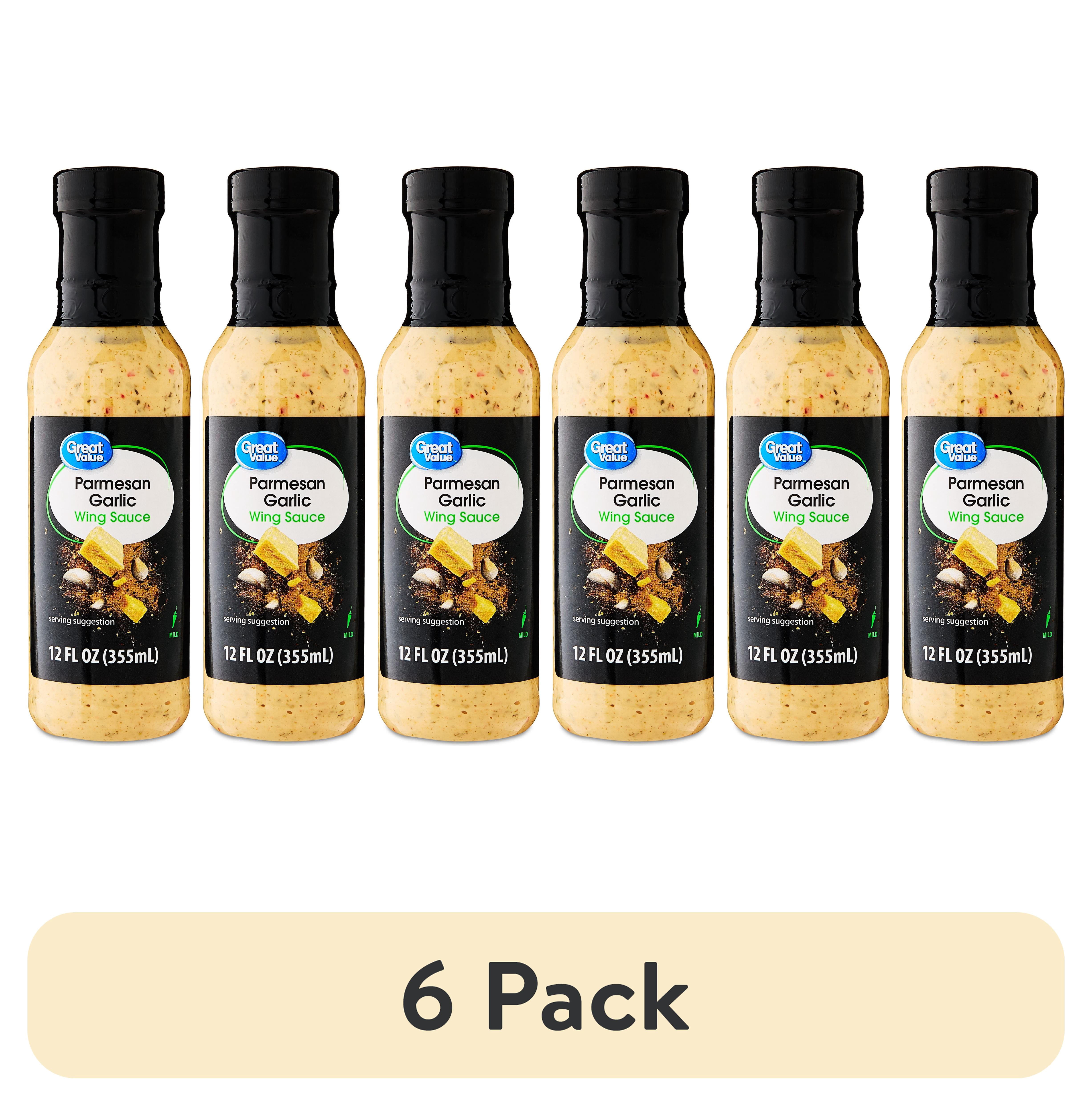 (6 pack) Great Value Parmesan Garlic Wing Sauce, 12 fl oz