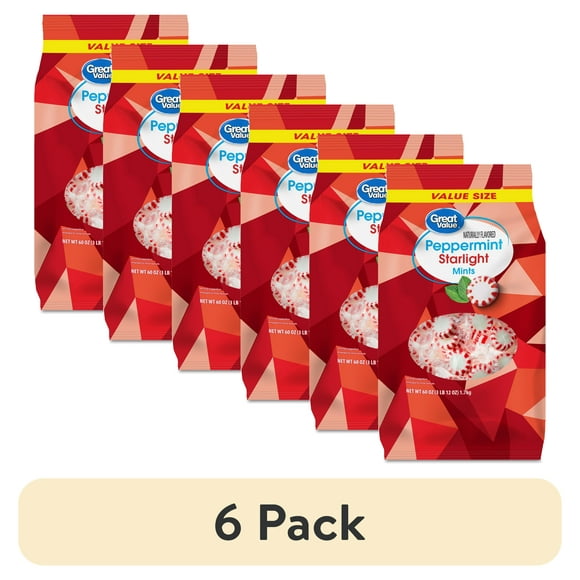 (6 pack) Great Value Peppermint Starlight Mints Hard Candy, 60 oz