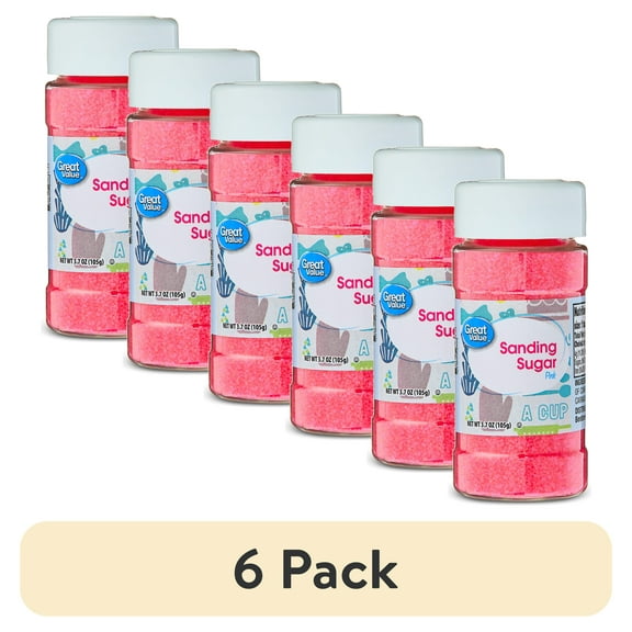 (6 pack) Great Value Pink Sanding Sugar, 3.5 oz