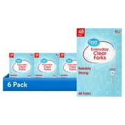 (6 pack) Great Value Plastic Everyday Clear Forks, 48 Count