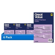 6 pack Great Value Everyday Clear Plastic Forks, 48 Count