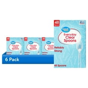 (6 pack) Great Value Plastic Everyday Clear Spoons, 48 Count