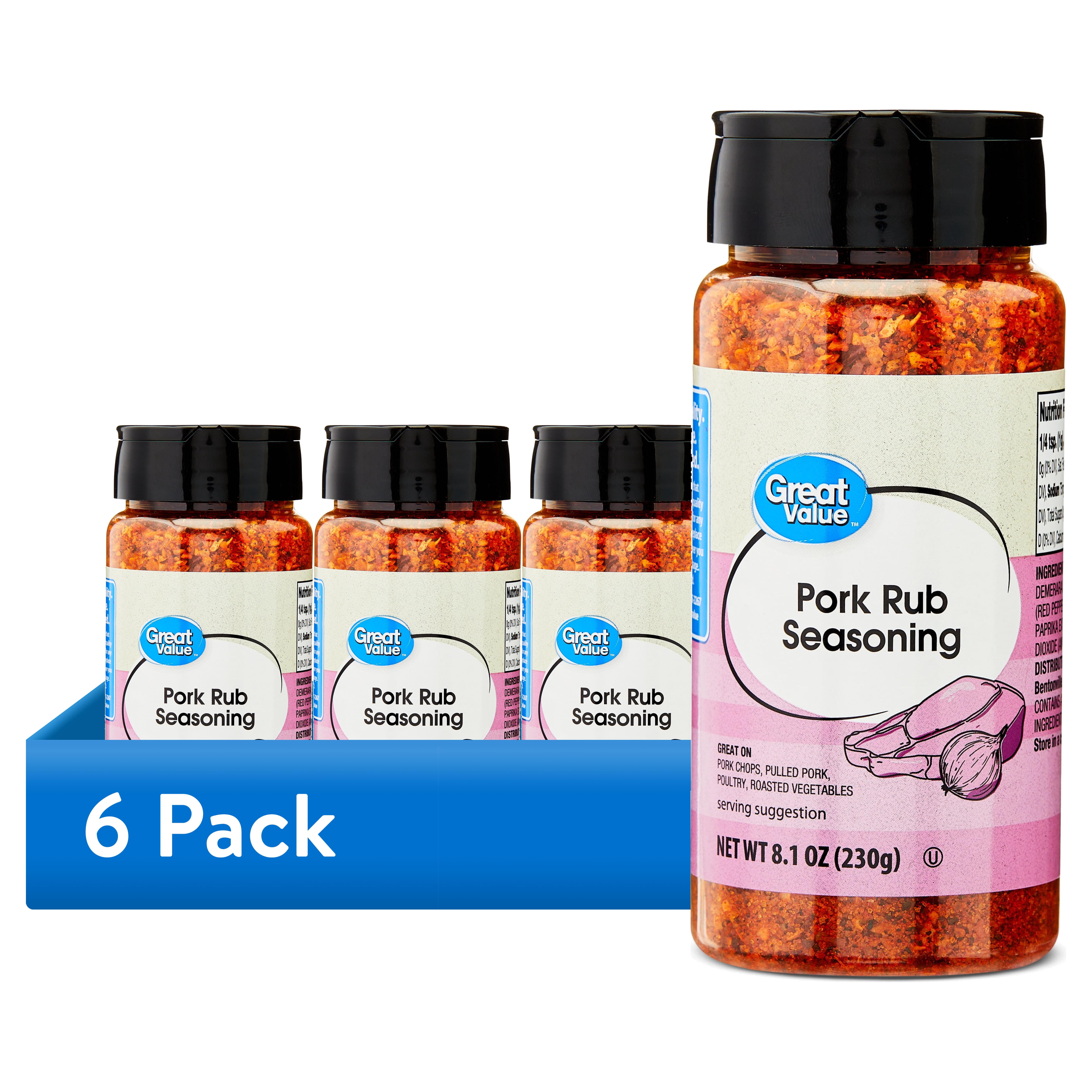 (6 pack) Great Value Pork Rub Seasoning, 8.1 oz