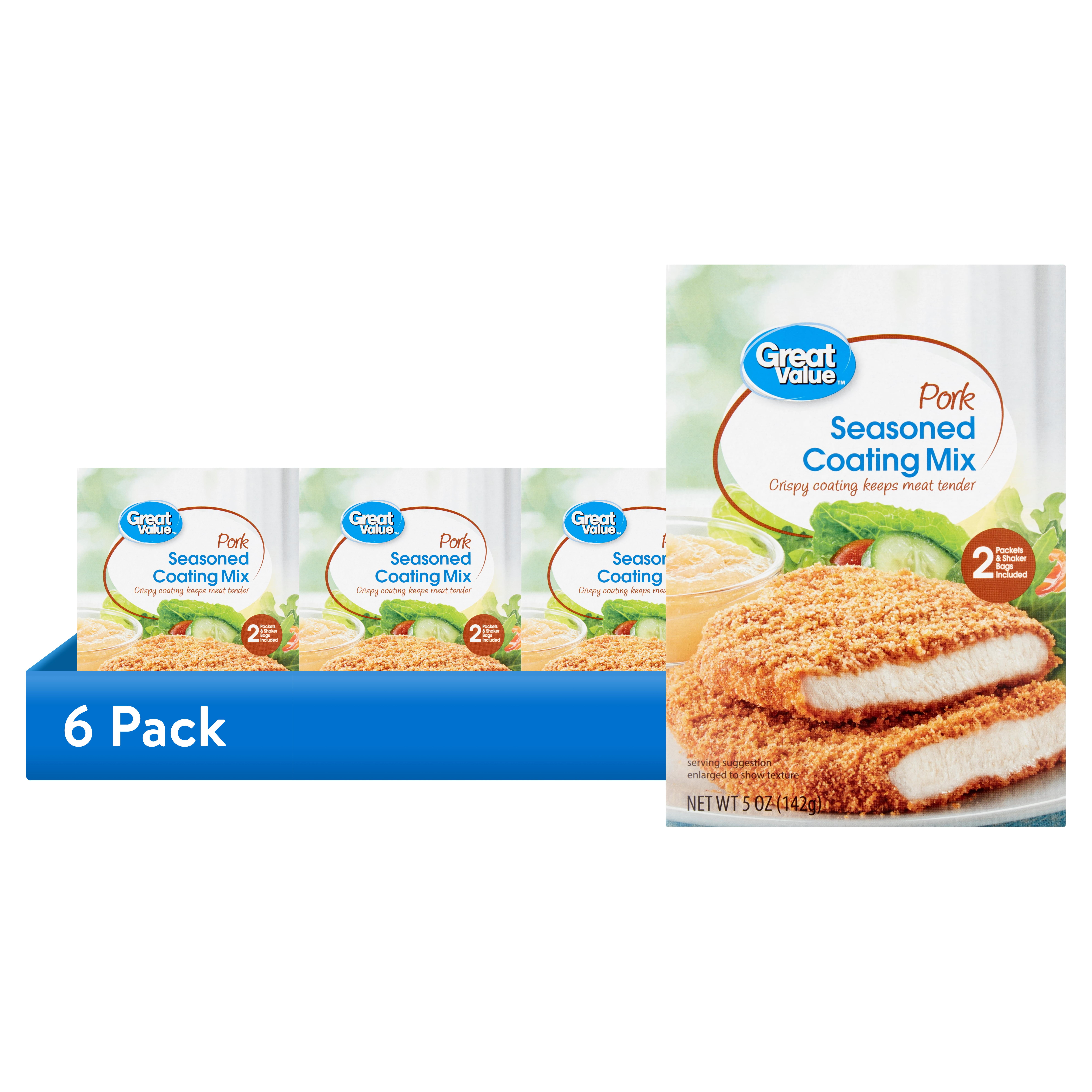 (6 pack) Great Value Coatings & Batters Pork Seasoned Coating Mix, 5 oz, Crumbles, Whole