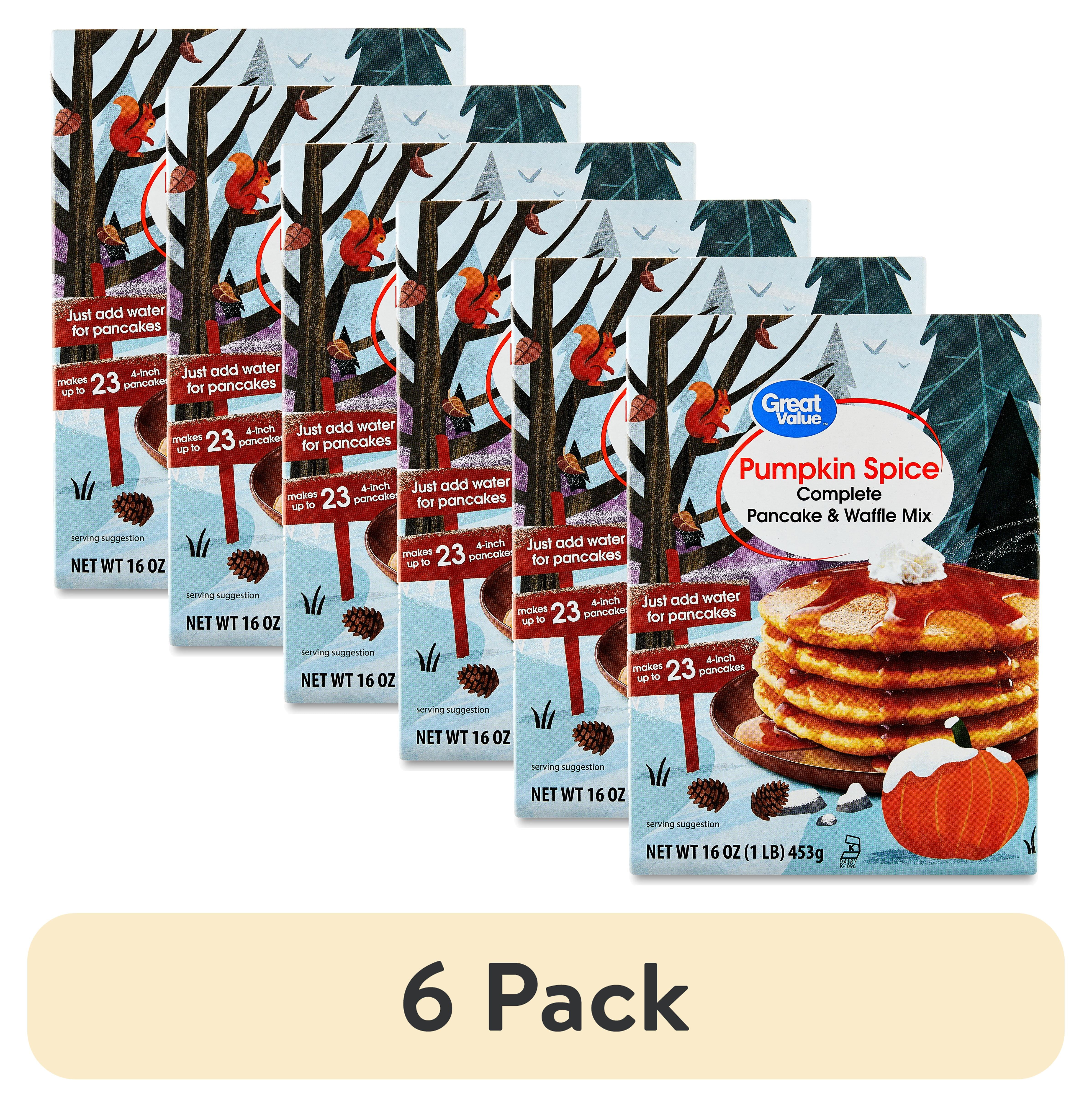 (6 pack) Great Value Pumpkin Spice Pancake & Waffle Mix, 16 oz Box