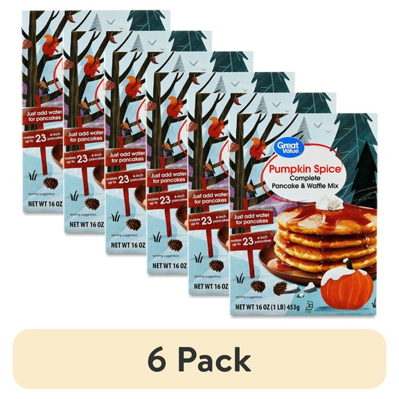 (6 pack) Great Value Pumpkin Spice Pancake & Waffle Mix, 16 oz Box
