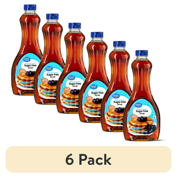 (6 pack) Great Value Reduced Calorie Sugar Free Syrup, 24 fl oz