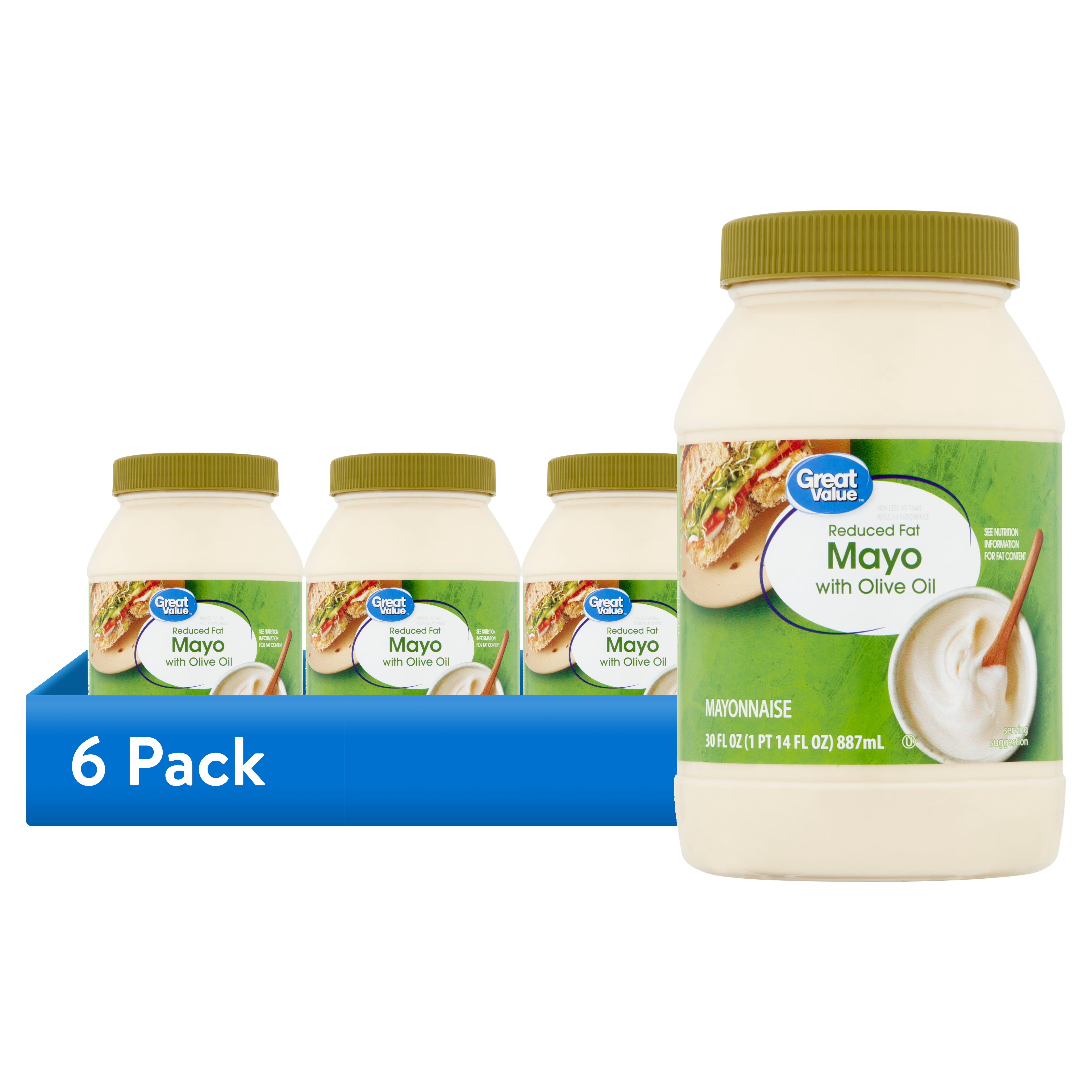 (6 pack) Great Value Reduced Fat Mayonnaise with Olive Oil, 30 fl oz
