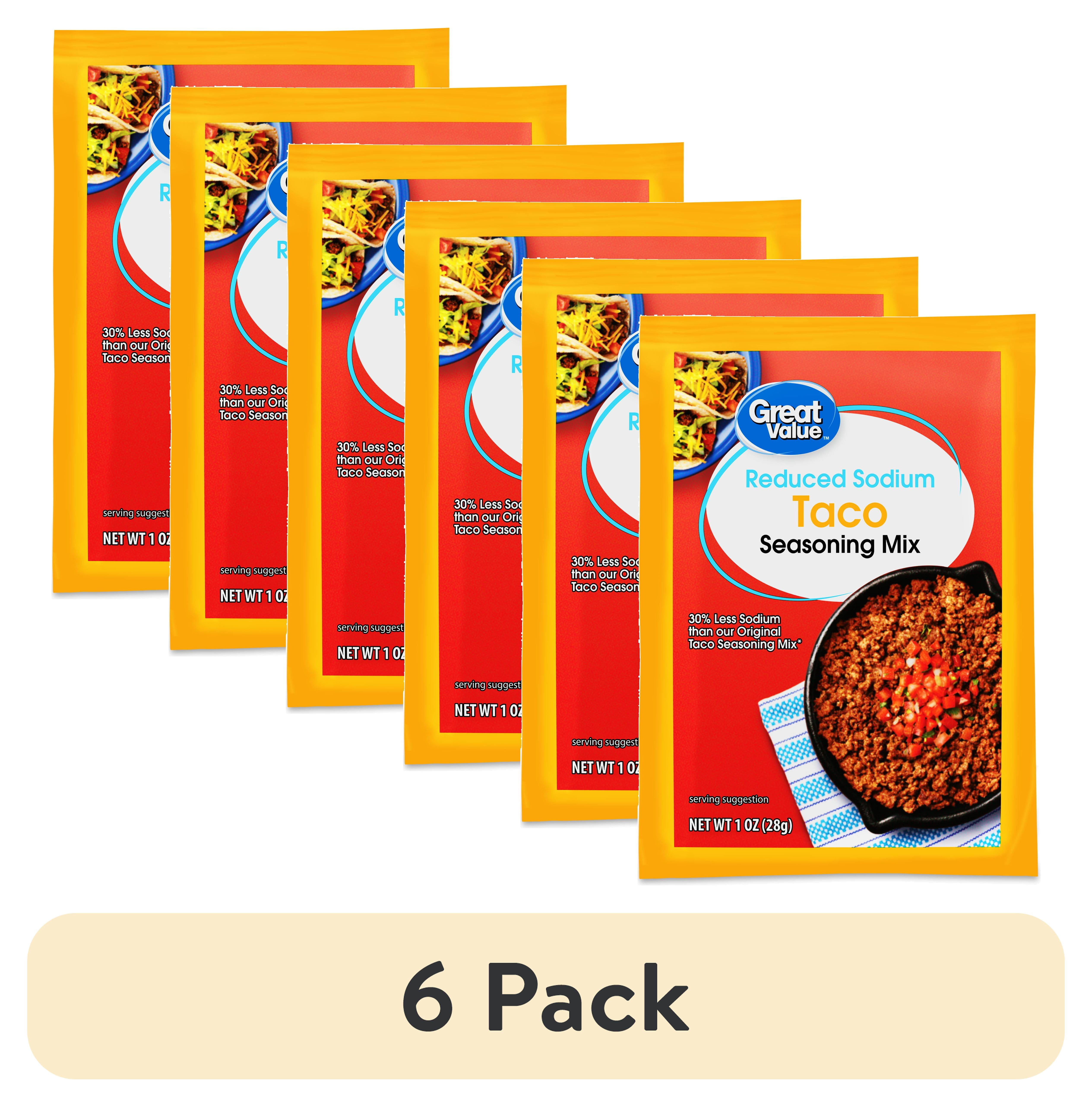 (6 pack) Great Value Reduced Sodium Taco Seasoning Mix, 1 oz