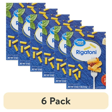 (6 pack) Great Value Rigatoni, 16 oz