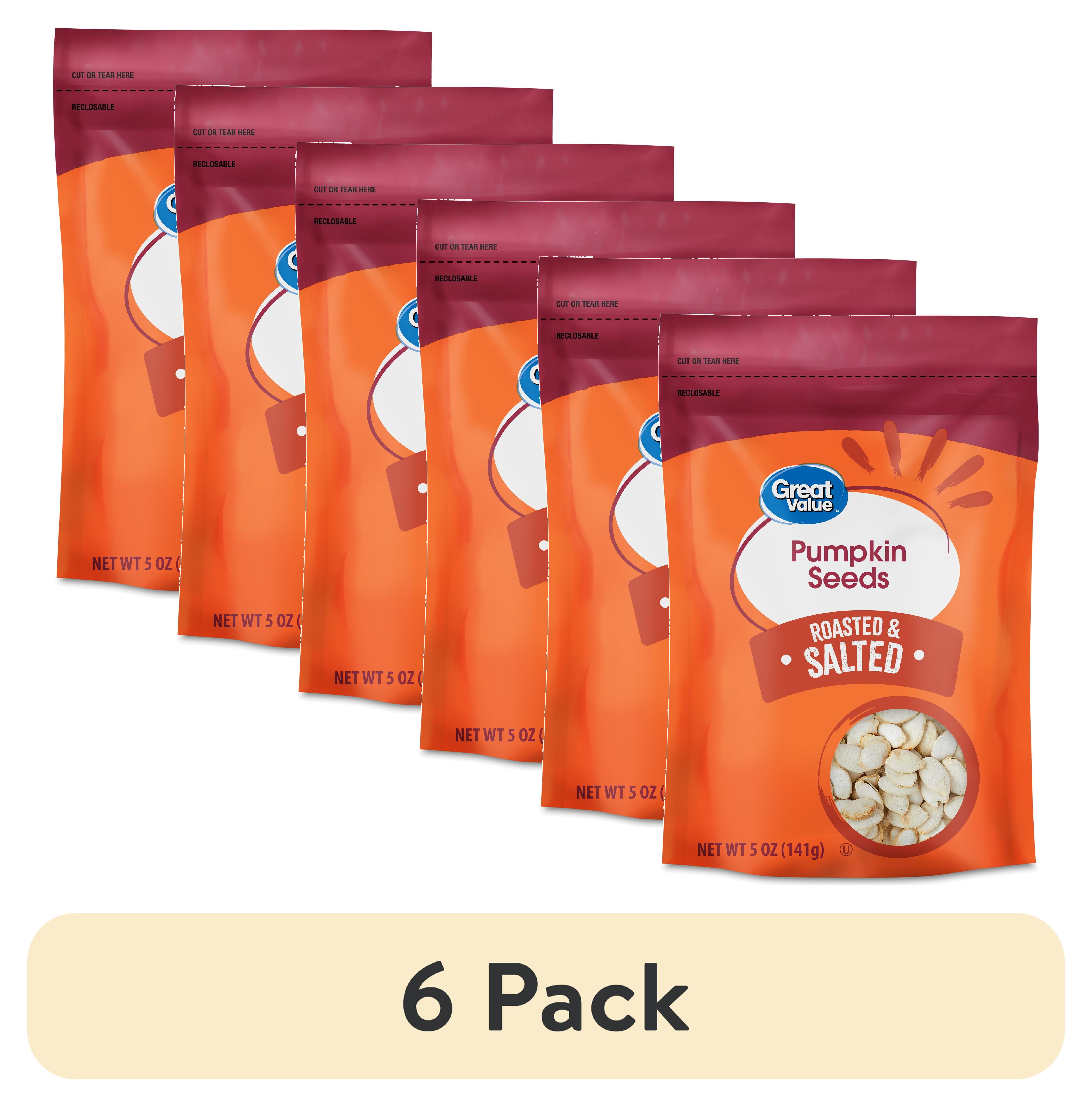(6 pack) Great Value Roasted & Salted Pumpkin Seeds, 5 oz
