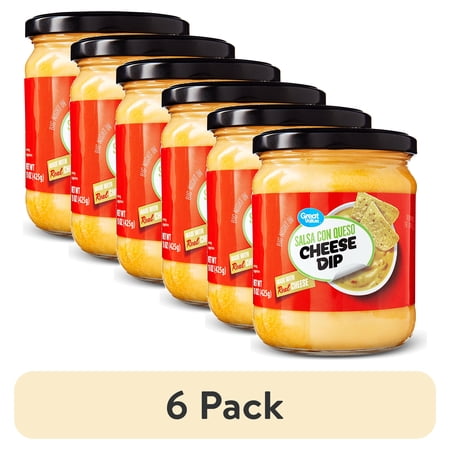 (6 pack) Great Value Salsa Con Queso Cheese Dip, 15 oz