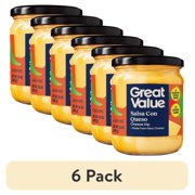 (6 pack) Great Value Mild Salsa Con Queso Cheese Dip, 15 oz, Shelf-Stable, Creamy Texture