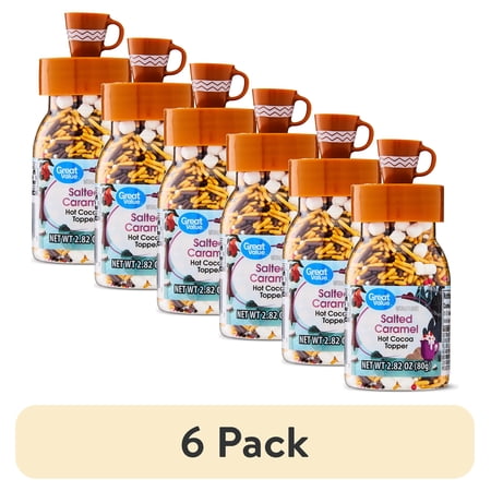 (6 pack) Great Value Salted Caramel Brown Hot Cocoa Topper Sprinkles, 2.82 oz