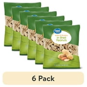 (6 pack) Great Value Salted & Roasted in Shell Peanuts, 20 oz