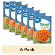 (6 pack) Great Value Sliced Carrots, Canned Carrots, 14.5 oz Can