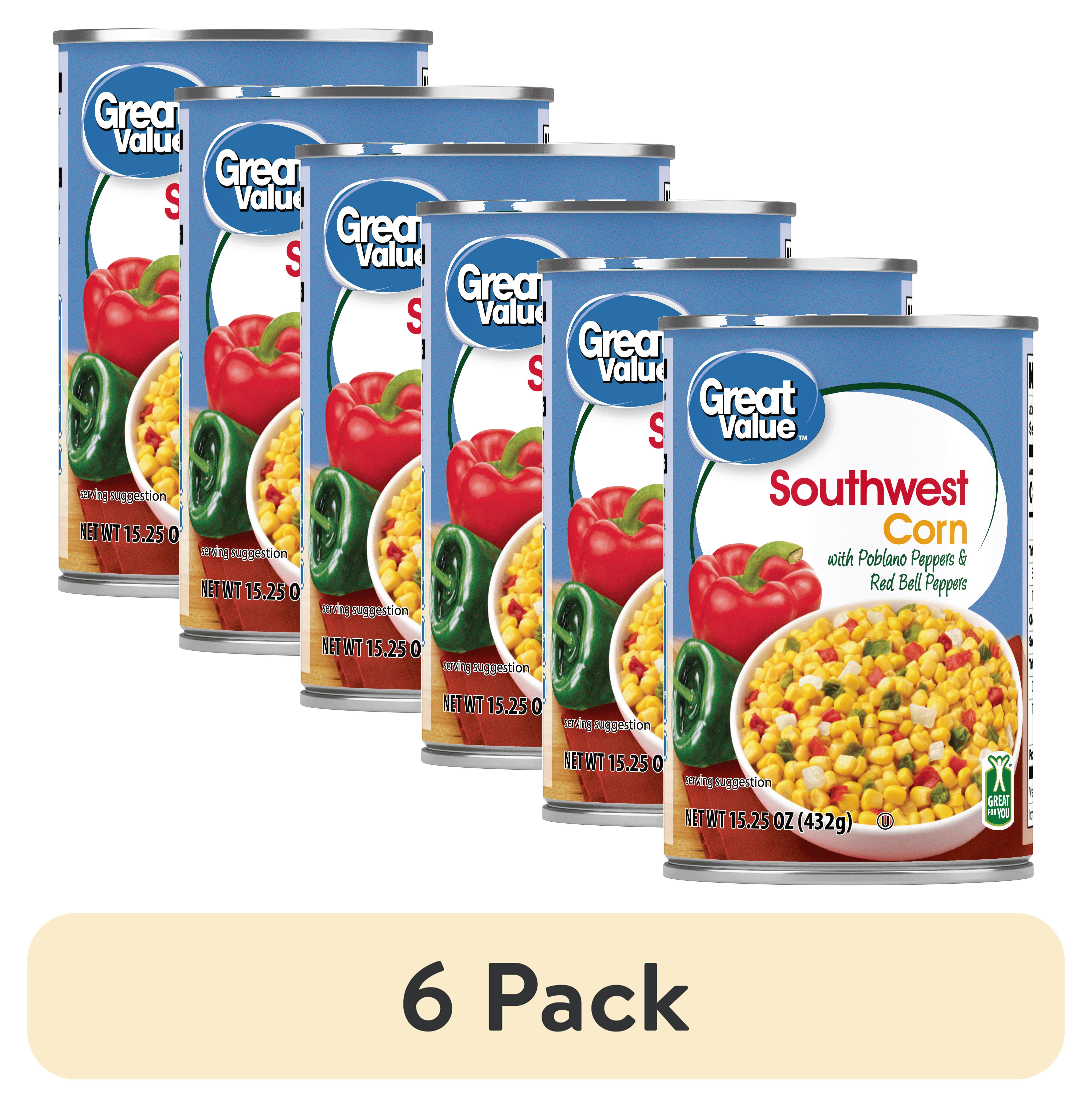 (6 pack) Great Value Southwest Corn, 15.25 oz Can