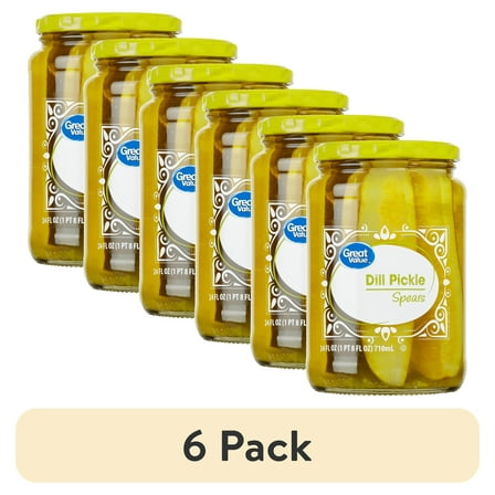 (6 pack) Great Value Spears Dill Pickle Fresh Pack, 24 fl oz